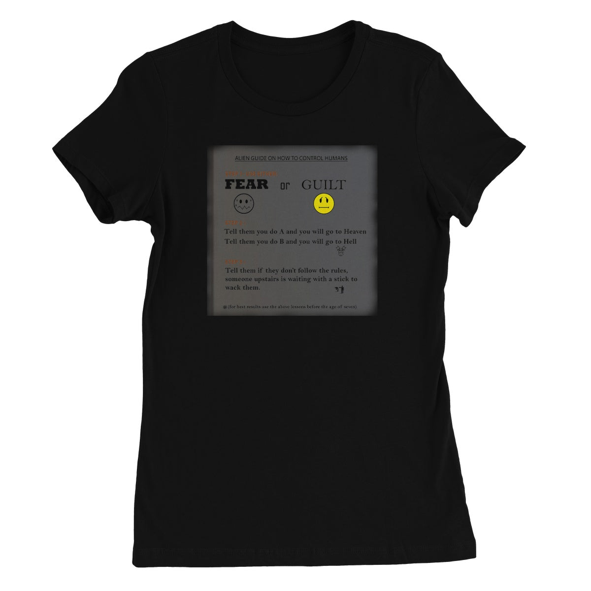 Fear or Guilt Women's T-Shirt (Controlling Humans through Fear, Guilt, and Religious Beliefs)