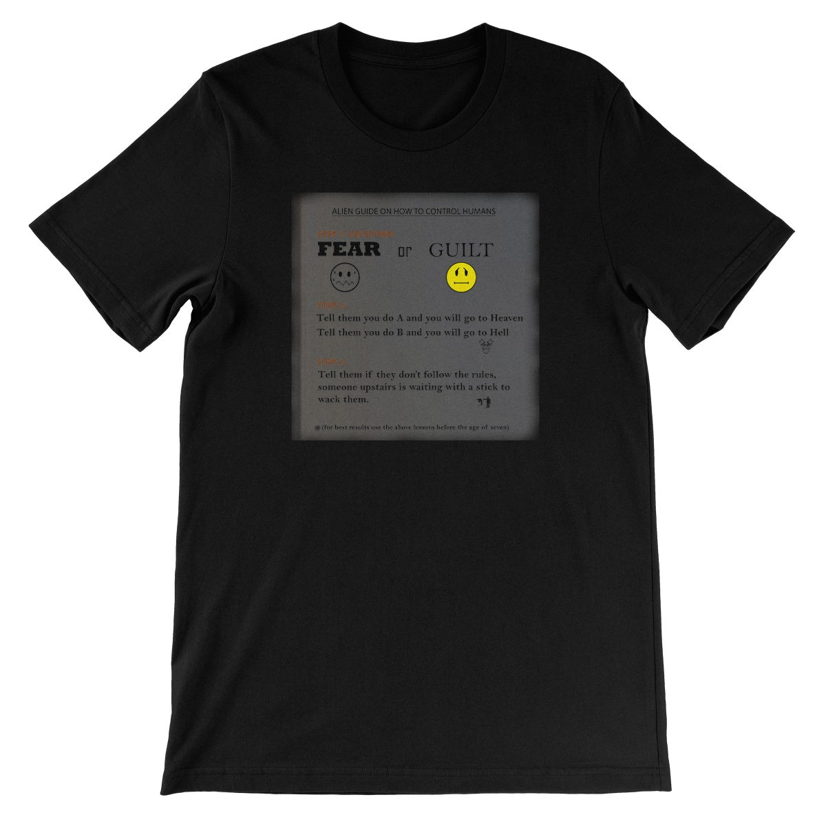 Fear or Guilt Unisex Short Sleeve T-Shirt (Controlling Humans through Fear, Guilt, and Religious Beliefs)