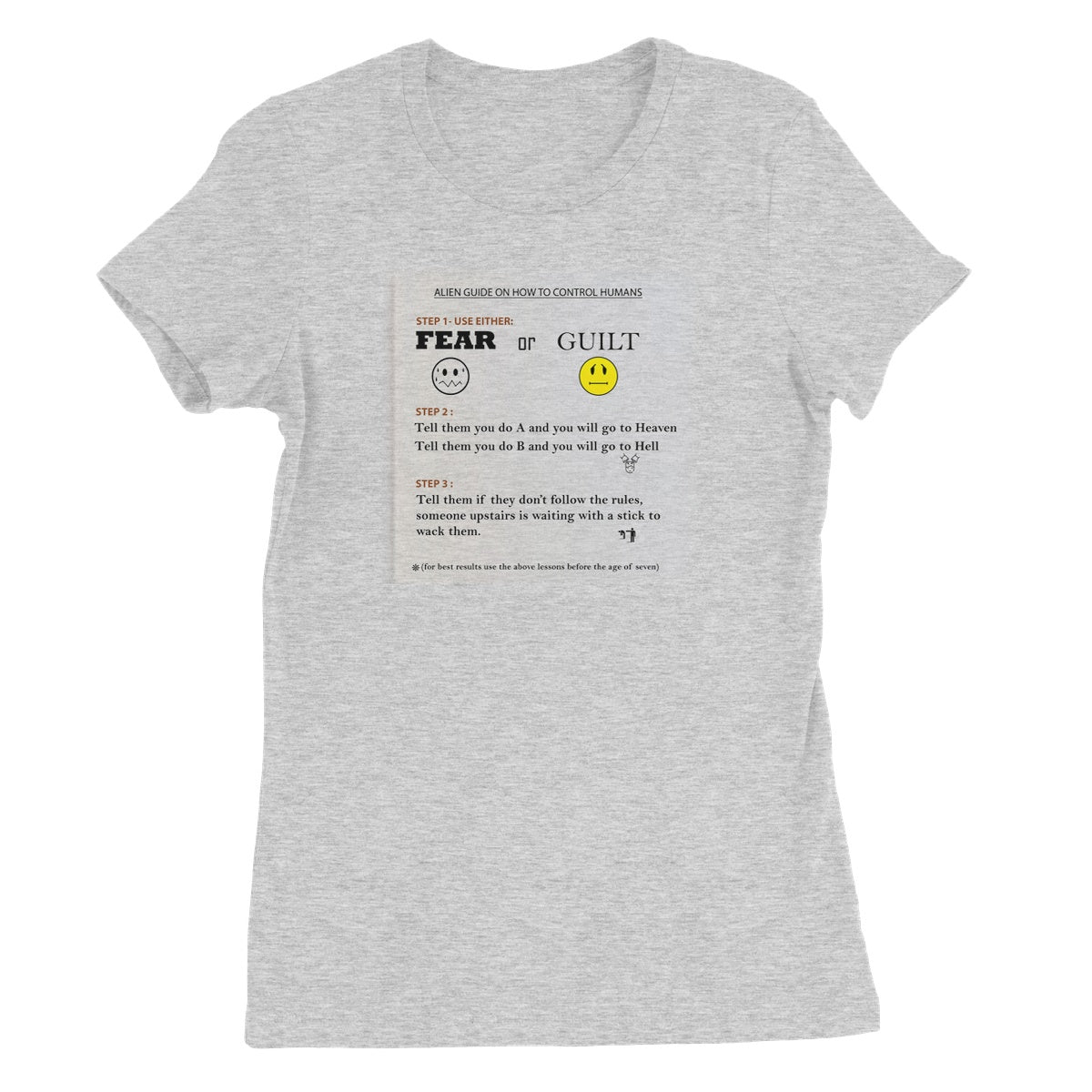Fear or Guilt Women's T-Shirt (Controlling Humans through Fear, Guilt, and Religious Beliefs)