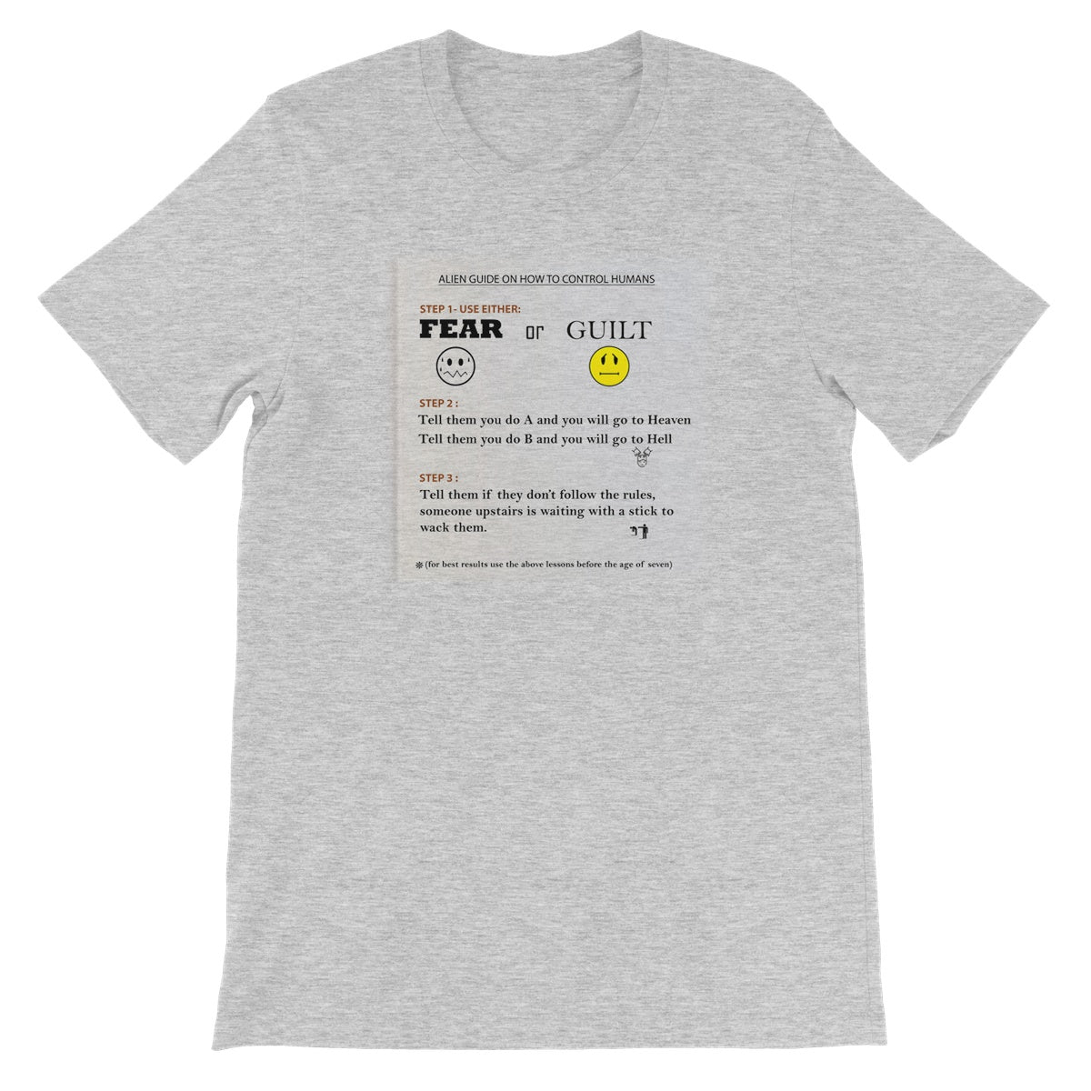 Fear or Guilt Unisex Short Sleeve T-Shirt (Controlling Humans through Fear, Guilt, and Religious Beliefs)