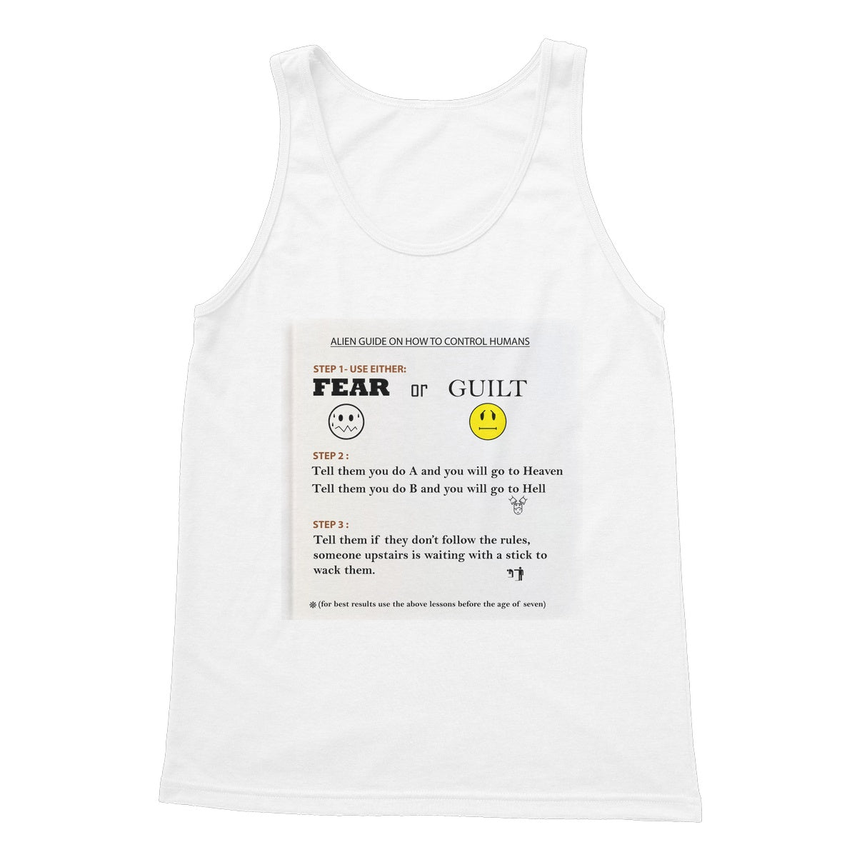 Fear or Guilt Softstyle Tank Top (Controlling Humans through Fear, Guilt, and Religious Beliefs)