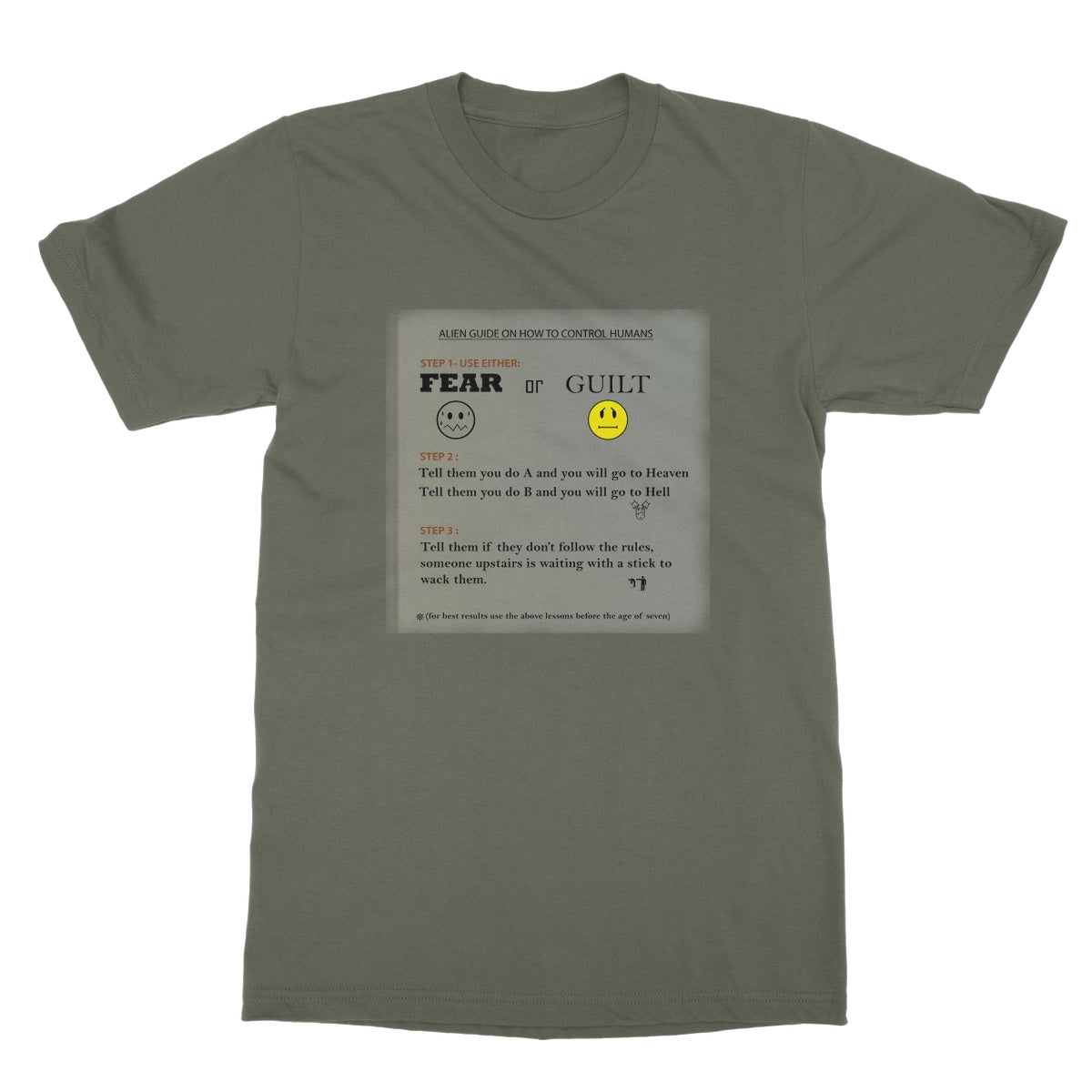 Fear or Guilt Softstyle T-Shirt (Controlling Humans through Fear, Guilt, and Religious Beliefs)