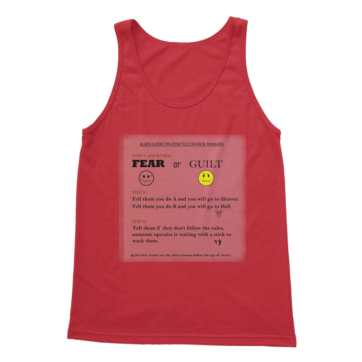 Fear or Guilt Softstyle Tank Top (Controlling Humans through Fear, Guilt, and Religious Beliefs)
