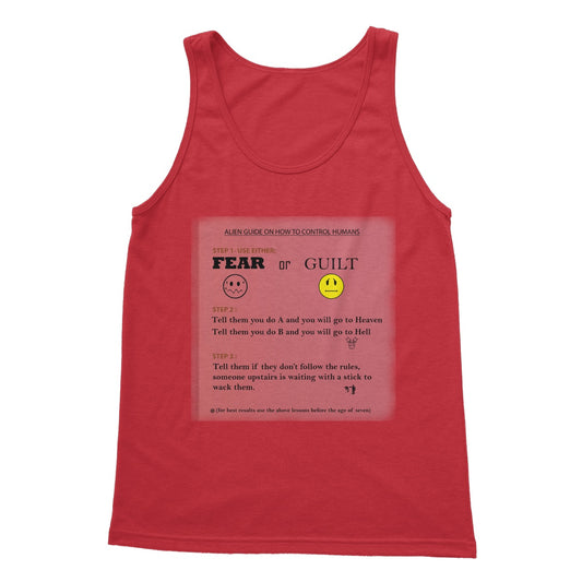 Fear or Guilt Softstyle Tank Top (Controlling Humans through Fear, Guilt, and Religious Beliefs)