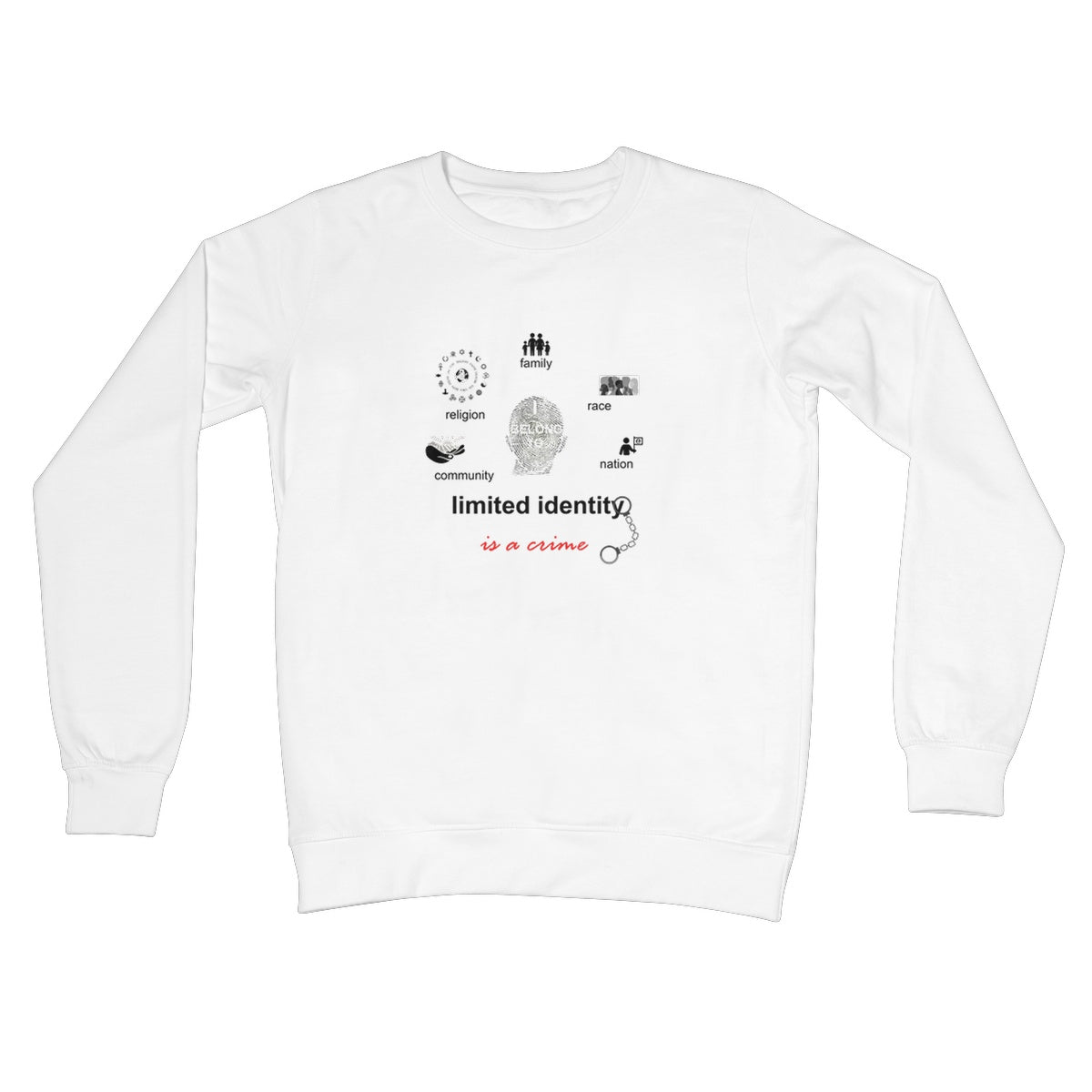 Limited Identity Circle Crew Neck Sweatshirt (perpetuating social divisions, discrimination, and conflicts)