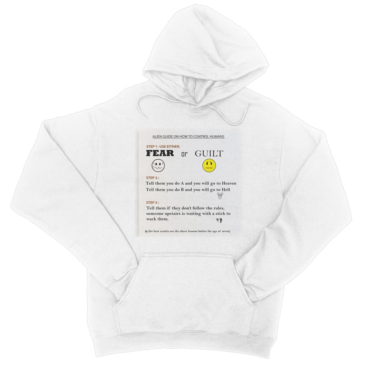 Fear or Guilt College Hoodie (Controlling Humans through Fear, Guilt, and Religious Beliefs)