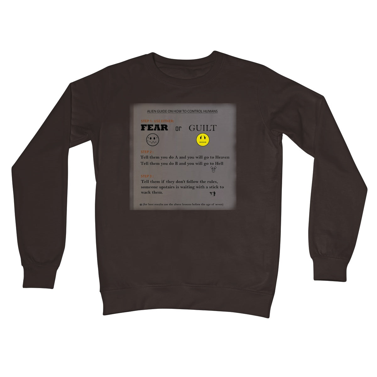 Fear or Guilt Crew Neck Sweatshirt (Controlling Humans through Fear, Guilt, and Religious Beliefs)