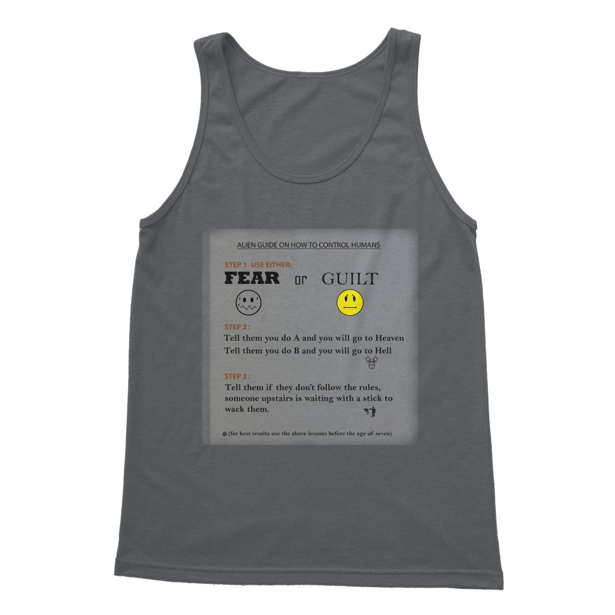 Fear or Guilt Softstyle Tank Top (Controlling Humans through Fear, Guilt, and Religious Beliefs)