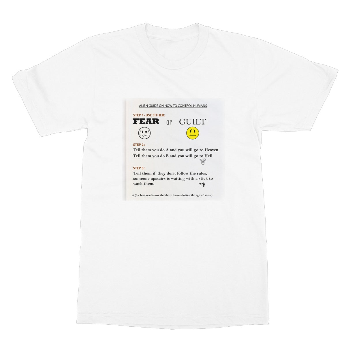 Fear or Guilt Softstyle T-Shirt (Controlling Humans through Fear, Guilt, and Religious Beliefs)