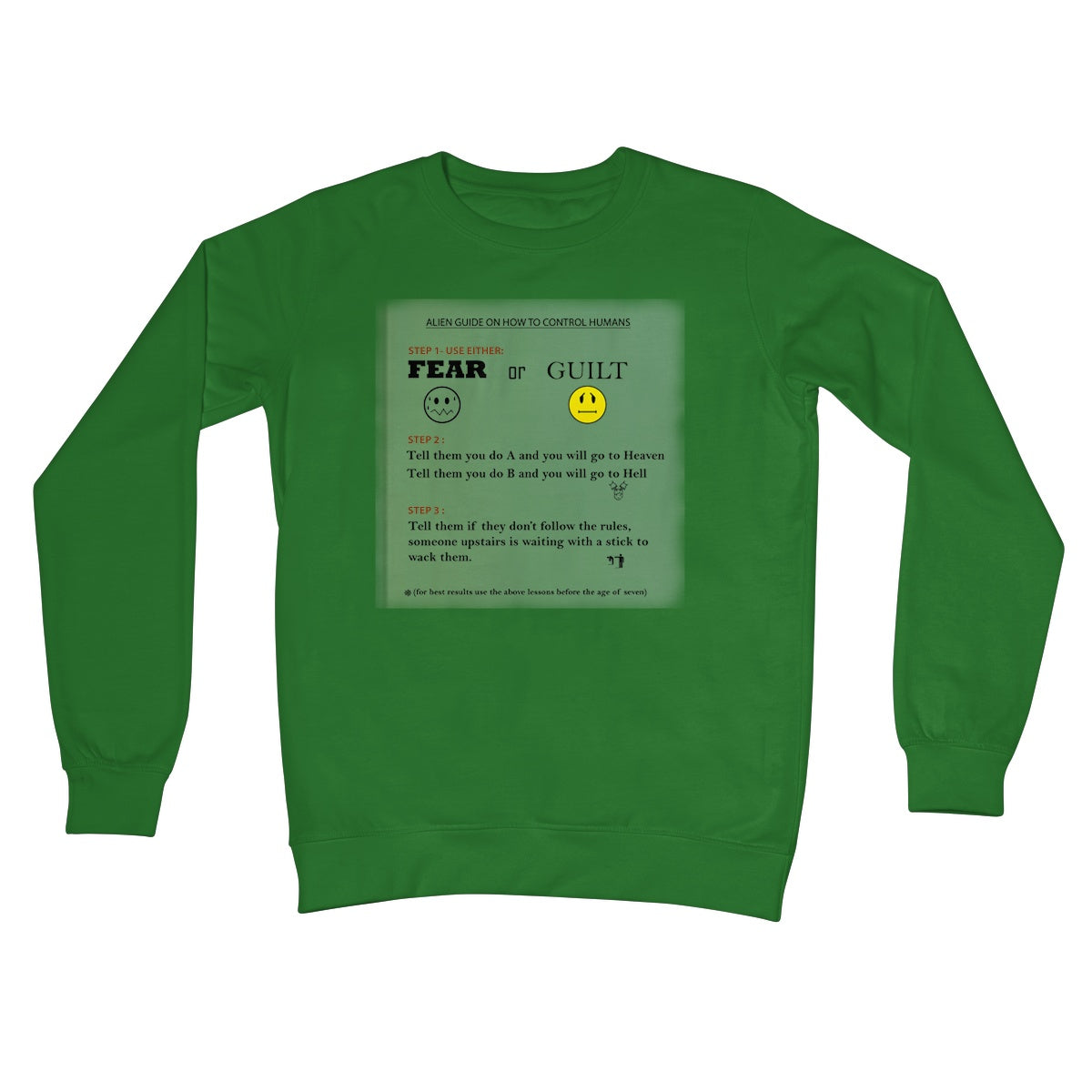 Fear or Guilt Crew Neck Sweatshirt (Controlling Humans through Fear, Guilt, and Religious Beliefs)