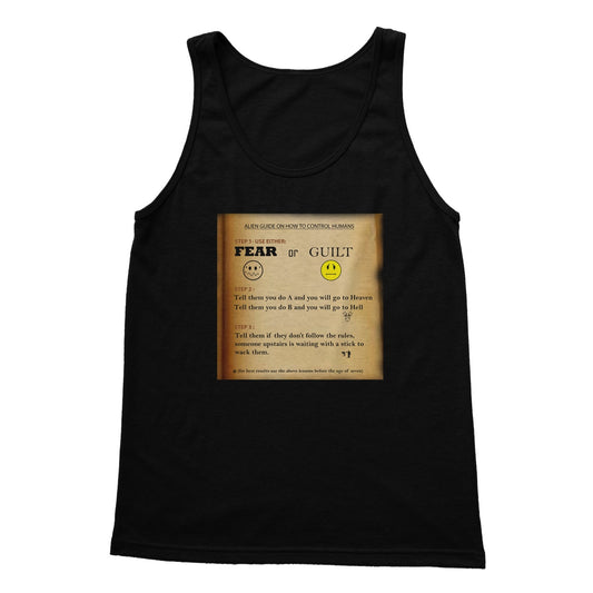 Fear or Guilt Golden Softstyle Tank Top (Controlling Humans through Fear, Guilt, and Religious Beliefs)
