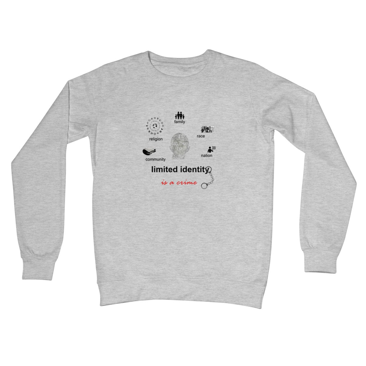 Limited Identity Circle Crew Neck Sweatshirt (perpetuating social divisions, discrimination, and conflicts)