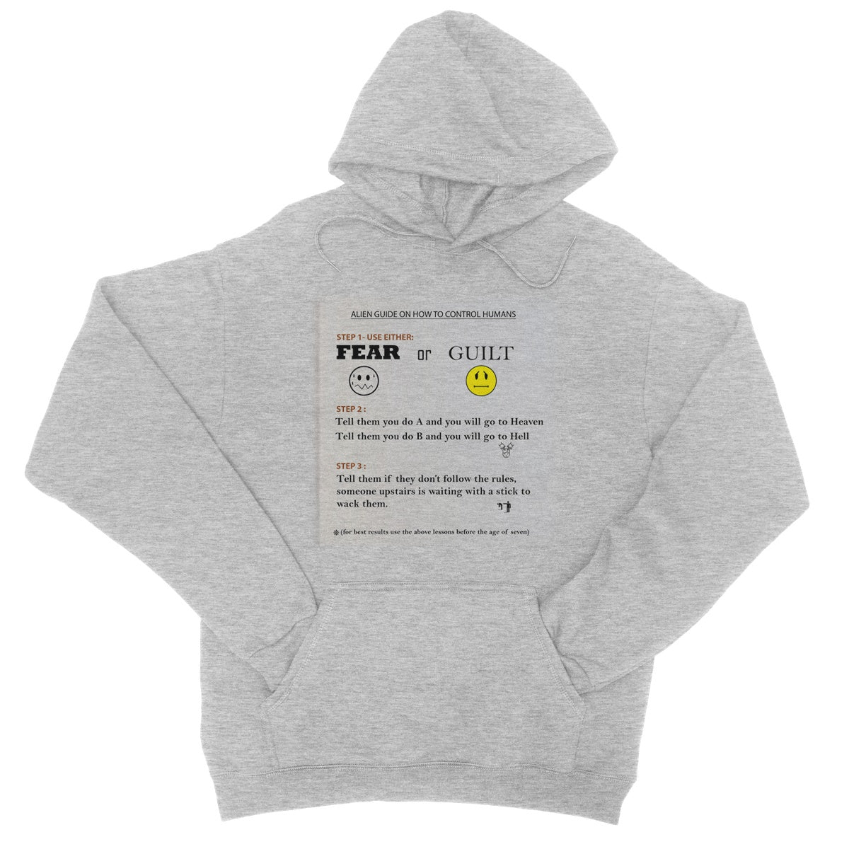 Fear or Guilt College Hoodie (Controlling Humans through Fear, Guilt, and Religious Beliefs)