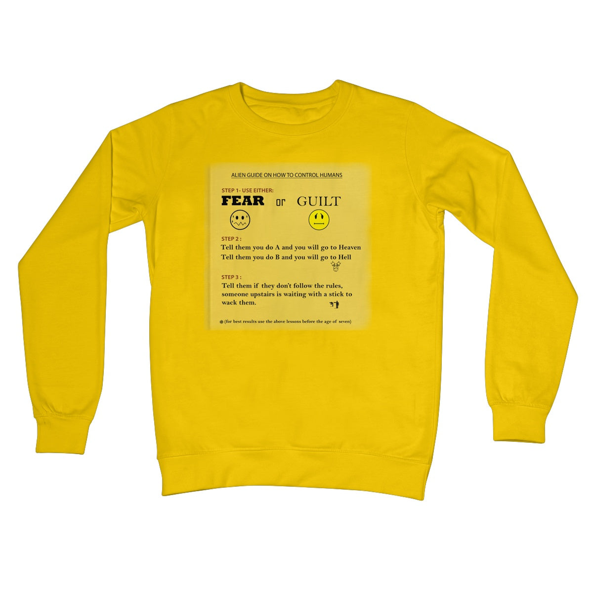 Fear or Guilt Crew Neck Sweatshirt (Controlling Humans through Fear, Guilt, and Religious Beliefs)