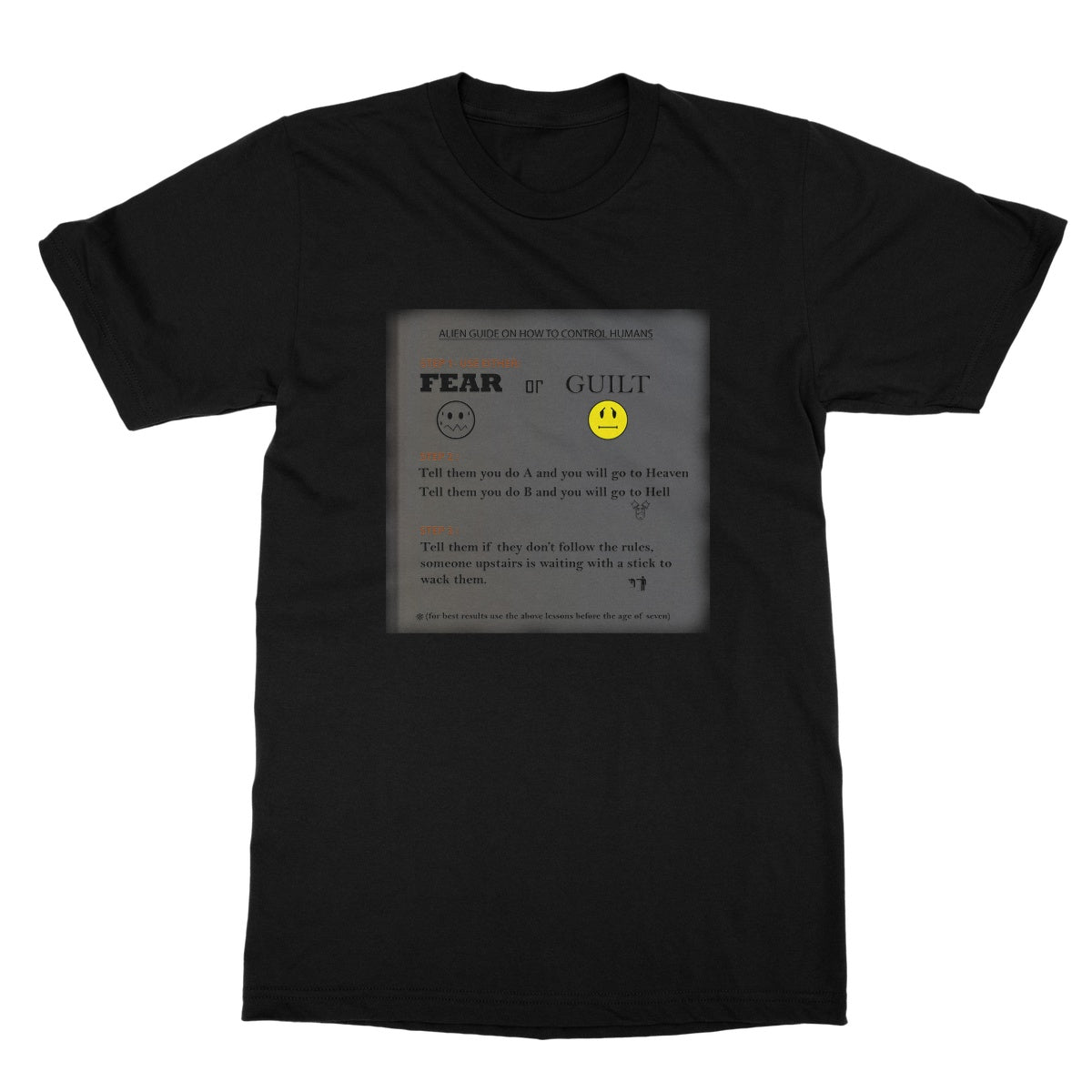 Fear or Guilt Softstyle T-Shirt (Controlling Humans through Fear, Guilt, and Religious Beliefs)