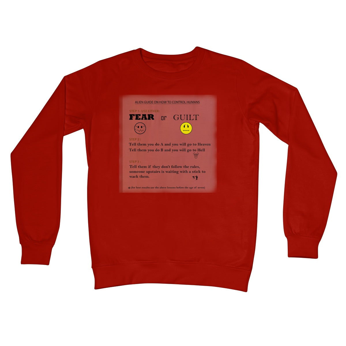Fear or Guilt Crew Neck Sweatshirt (Controlling Humans through Fear, Guilt, and Religious Beliefs)