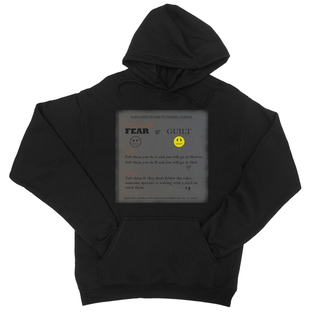 Fear or Guilt College Hoodie (Controlling Humans through Fear, Guilt, and Religious Beliefs)