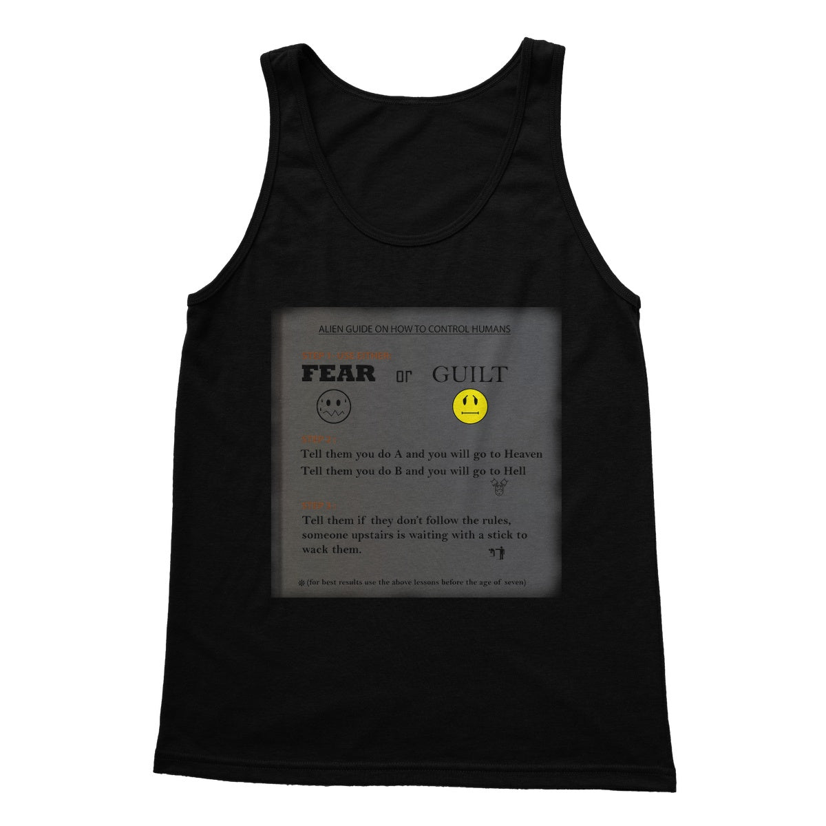 Fear or Guilt Softstyle Tank Top (Controlling Humans through Fear, Guilt, and Religious Beliefs)