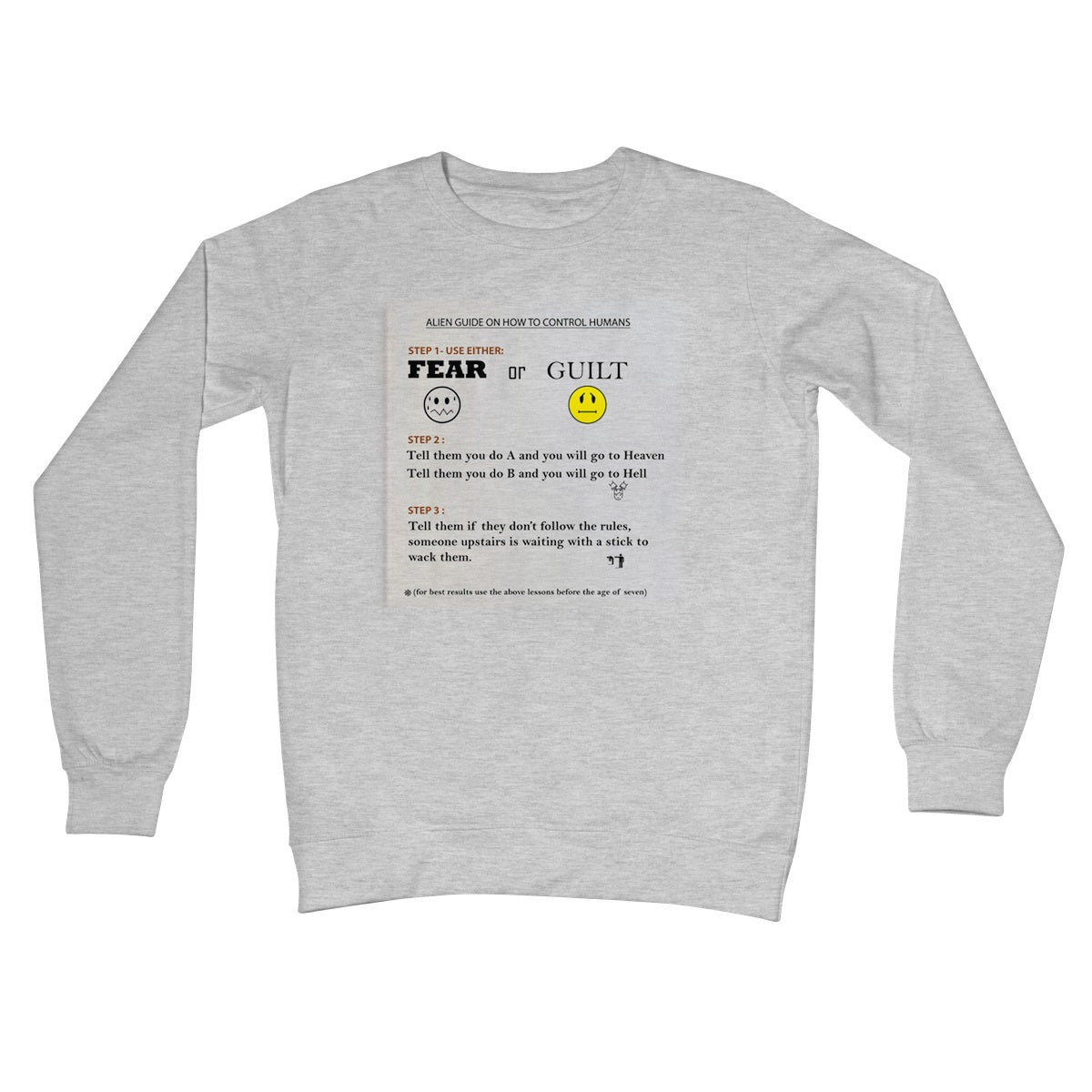 Fear or Guilt Crew Neck Sweatshirt (Controlling Humans through Fear, Guilt, and Religious Beliefs)
