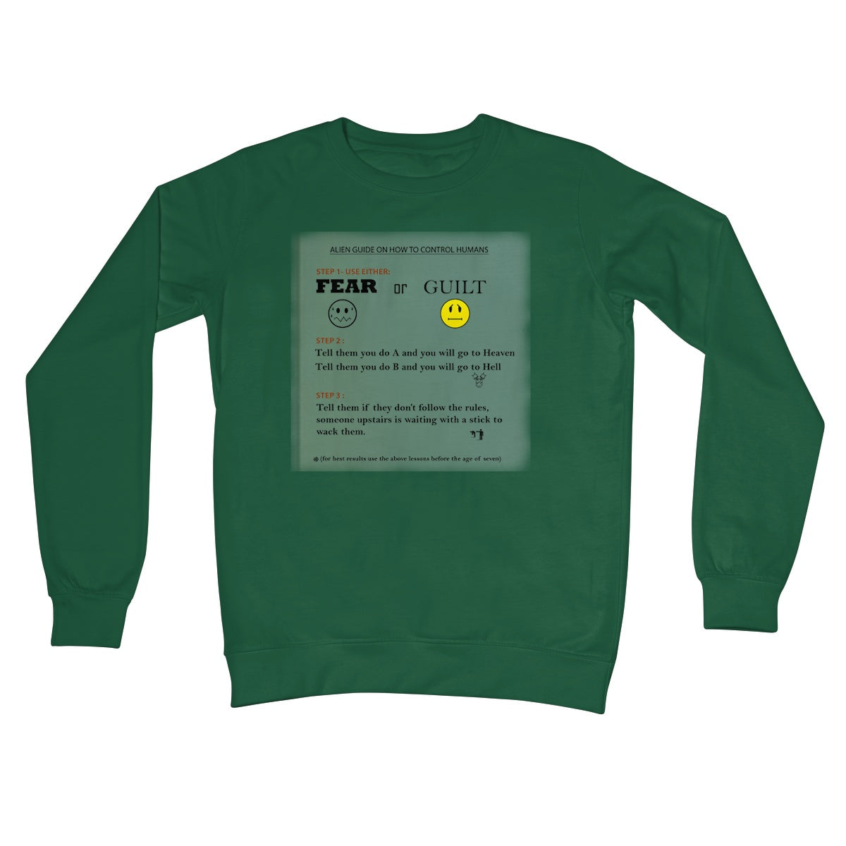 Fear or Guilt Crew Neck Sweatshirt (Controlling Humans through Fear, Guilt, and Religious Beliefs)